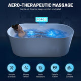 Jericho Series 67 in. x 32 in. Flat Bottom Acrylic Freestanding Air Jetted Bathtub with Center Drain in Glossy White