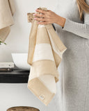Zero-waste striped linen tea towel in Natural linen