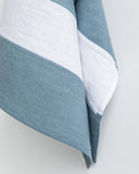 Zero-waste striped linen tea towel in Gray blue
