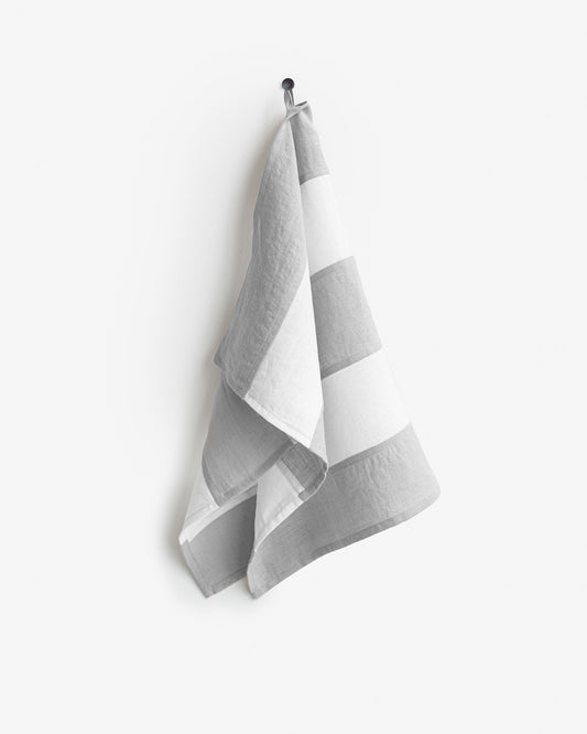 Zero-waste striped linen tea towel in Light gray