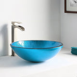 Accent Series 17 in. Bathroom Vessel Sink with Scratch-Tough and Stain-Resistant Non-Porous Surface in Blue Ice Glass