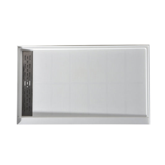 Alexander 60 in. L x 30 in. W Alcove Shower Pan Base with Left or Right Drain in Glossy White Marine Acrylic