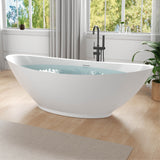 Ala Series 74 in. x 34 in. Flat Bottom Solid Surface Freestanding Soaking Bathtub with Center Drain in Matte White