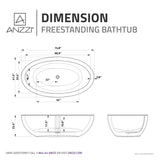 Lusso Series 76 in. x 41 in. Flat Bottom Solid Surface Freestanding Soaking Bathtub with Center Drain in Matte White