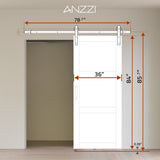 Sonora Series 36 in. x 84 in. Dark Gray MDF Interior Sliding Barn Door with Frosted Glass and Hardware Kit in Matte Black