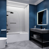 Grand Series 30 in. x 55 in. Frameless Hinged Tub Door with Clear Tempered Glass and Tsunami Guard