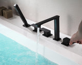 ANZZI Shore 5-Hole Deck Mount Tub Filler, 3-Handle Control, Integrated Hand Sprayer, Solid Brass, 1.8 GPM Flow, cUPC Certified, Various Finishes