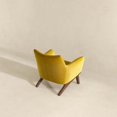 Brayden Mid Century Modern Dark Yellow Velvet  Armchair