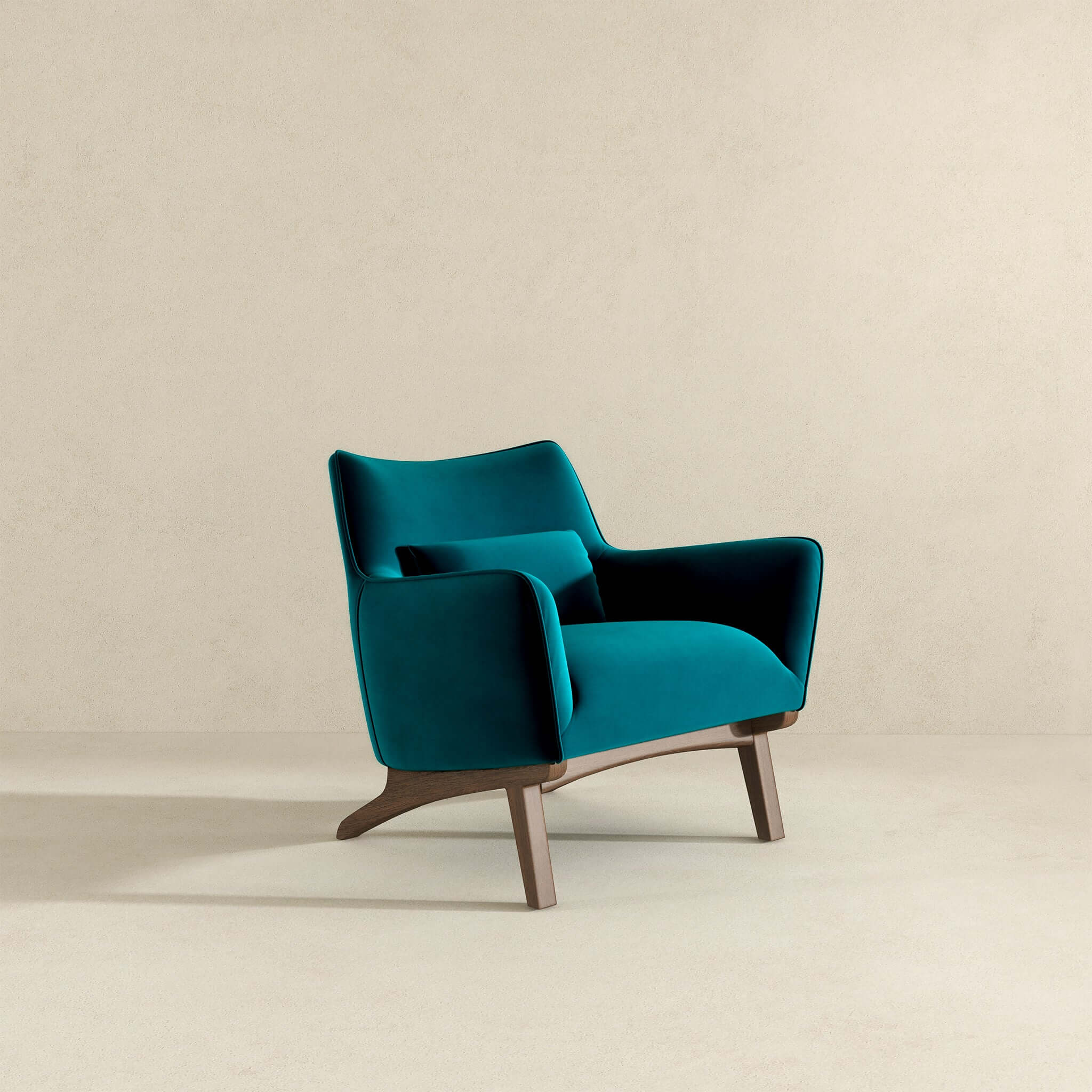 Brayden Mid Century Modern Turquoise Velvet Armchair