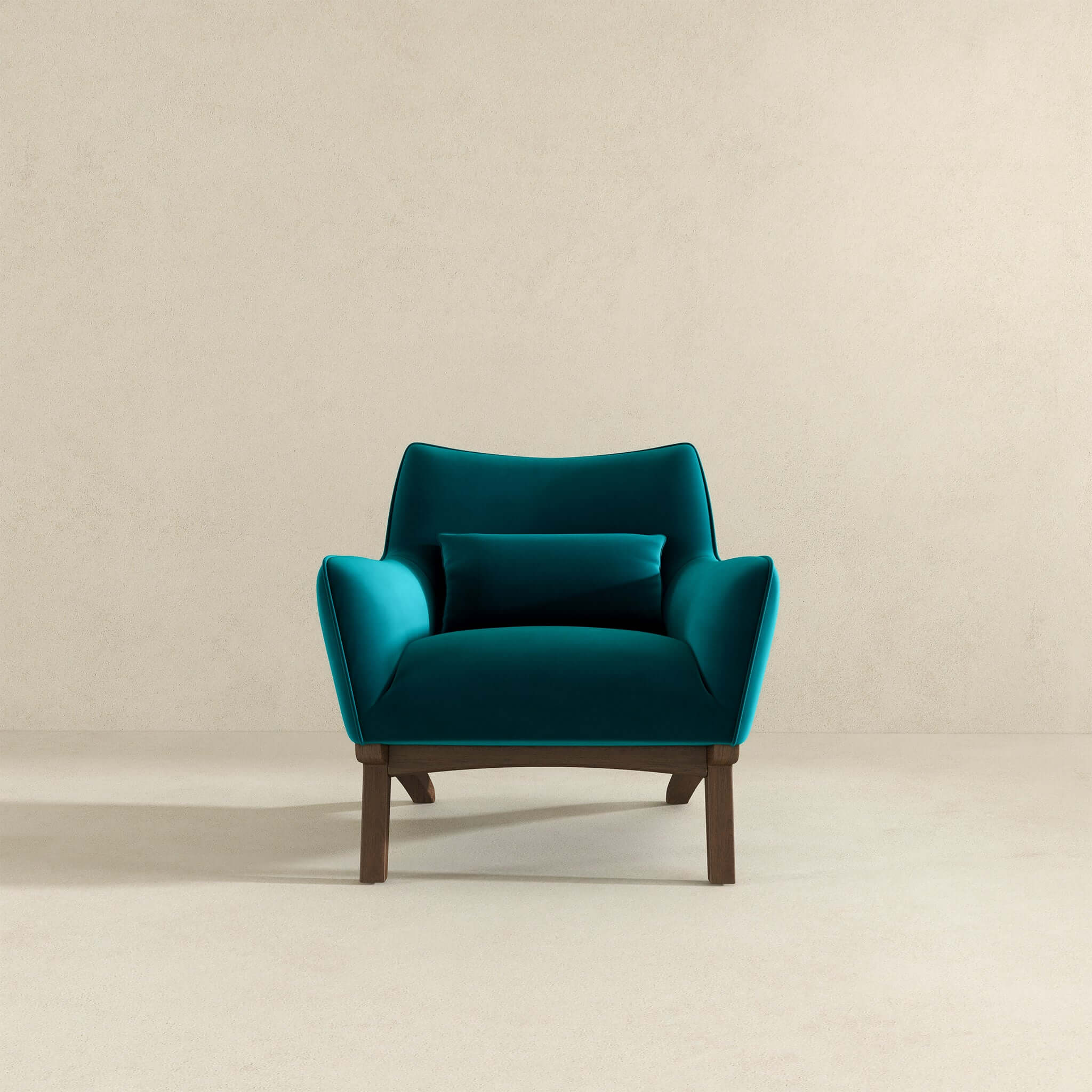 Brayden Mid Century Modern Turquoise Velvet Armchair