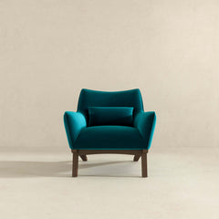 Brayden Mid Century Modern Turquoise Velvet Armchair