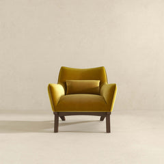 Brayden Mid Century Modern Dark Yellow Velvet  Armchair