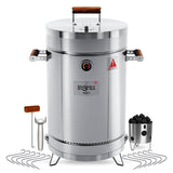 3-in-1 Stainless Steel Smoker Barrel Grill – Portable Charcoal BBQ with Thermometer, Outdoor Cooking Smoker for Camping, Backyard & Home BBQ INGRILL