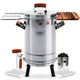 3-in-1 Stainless Steel Smoker Barrel Grill  Premium– Portable Charcoal BBQ with Thermometer, Outdoor Cooking Smoker for Camping, Backyard & Home BBQ INGRILL