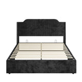 Stuart Hydraulic Lift Up Storage Upholstered Platform Queen Bed BLACK