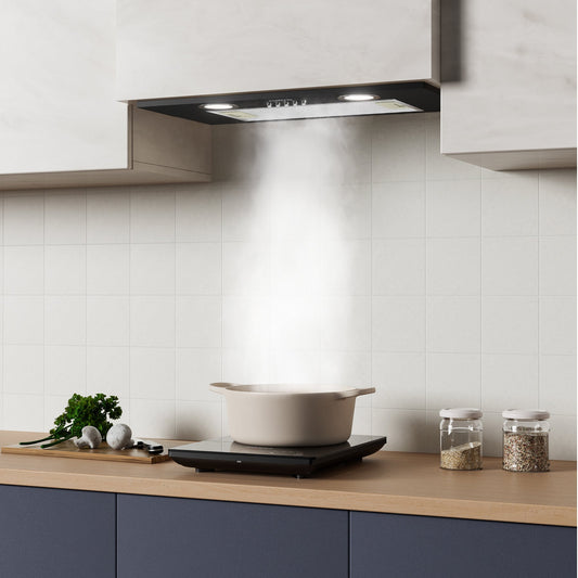 CIARRA 20 Inch Built-In Range Hood Insert Under Cabinet Black Stove Hood CAB52913E-N-OW