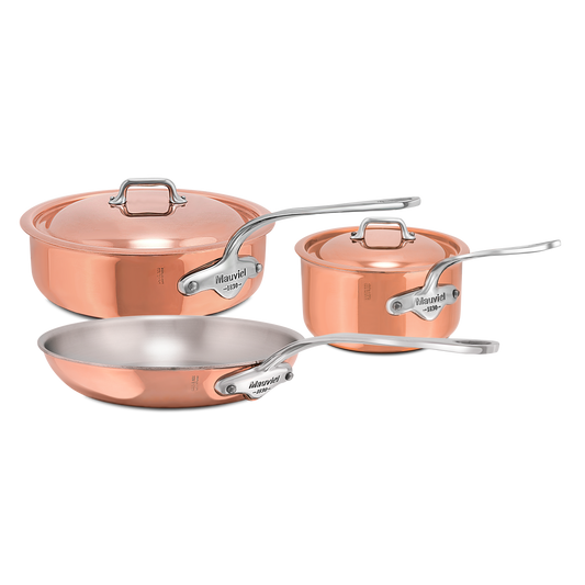 Mauviel M'6 S 5-Piece Induction Copper Cookware Set With Cast Stainless Steel Handles