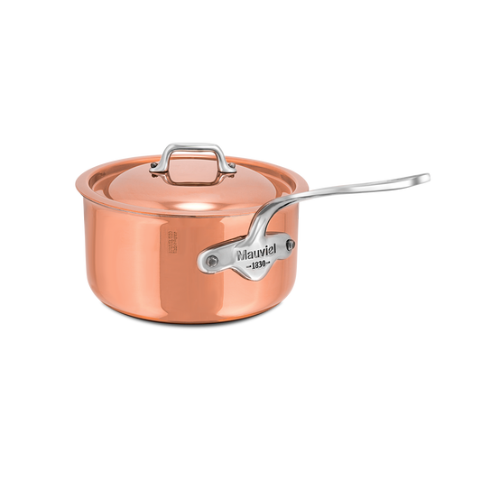 Mauviel M'6 S Induction Copper Sauce Pan With Lid, Cast Stainless Steel Handle