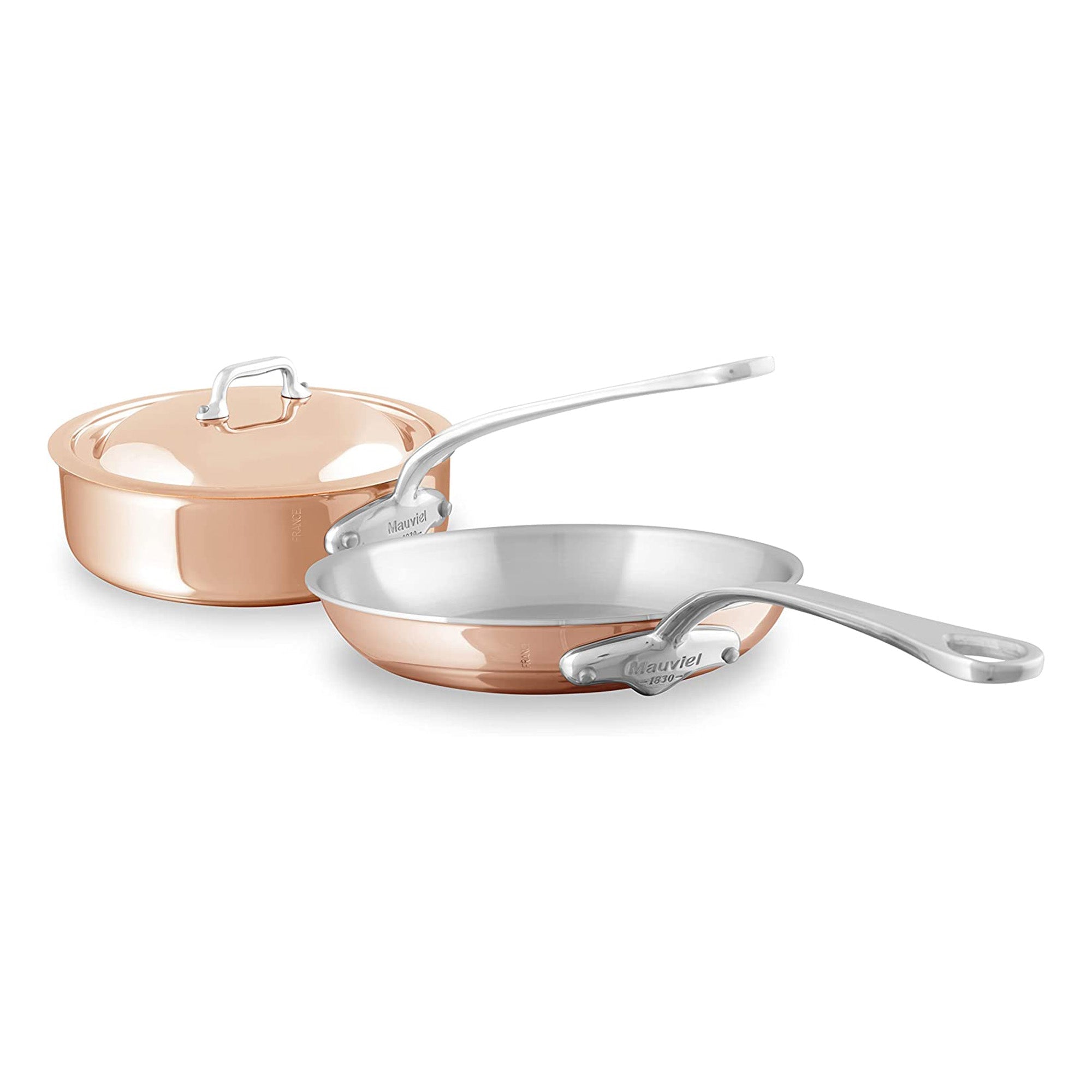 Mauviel M'6 S Induction Copper Saute Pan With Lid 3.2-qt and Frying Pan 10.24-in Bundle