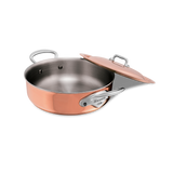 Mauviel M'6 S Induction Copper Rondeau With Lid, Cast Stainless Steel Handles, 3.4-Qt