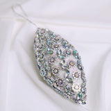 6" Silver Beaded Drop Ornament Set Of 6