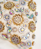 4" Ivory Jeweled Heart Ornament Set Of 6