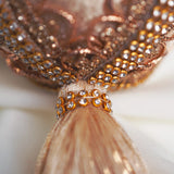 4" Champagne Velvet Tassel Jeweled Ball Ornament Set Of 6