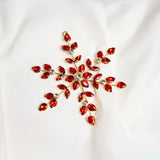 6" Red Jewel Snowflake Ornament Set Of 6