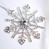 4" Clear Silver Jewel Snowflake Ornament Set Of 6