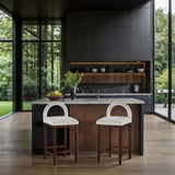 Conrad - Velvet Counter Stool With Brown Legs