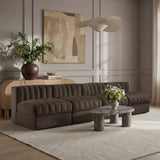 Rummi - Armless Velvet Performance Fabric Upholstered 4 Piece Modular Sofa