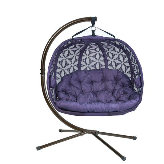 Hanging Pumpkin Patio Loveseat in Flower of Life purple