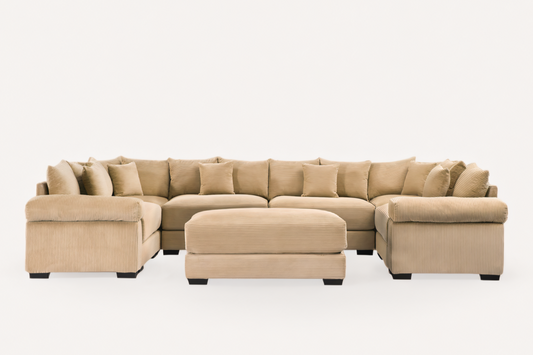 DESEO 137" Sectional Sofa with Ottoman