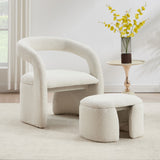 Eva Boucle Accent Chair with Ottoman