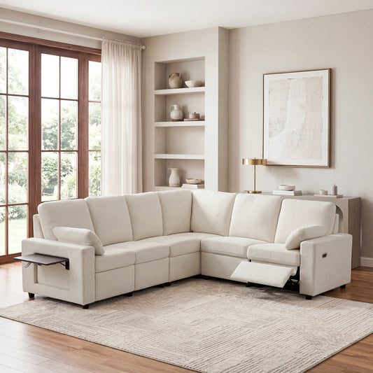 Levi 104'' Wall Hugger Reclining Sectional Sofa with Storage
