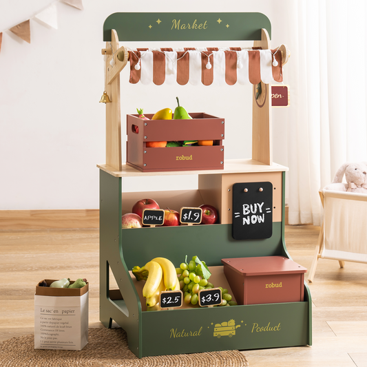 ROBUD Wooden Grocery Store Playset - Starlight Makrket Stall