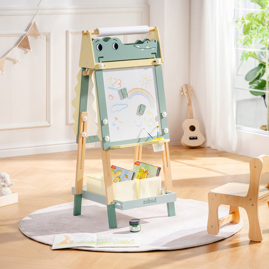 ROBUD Wooden Adjustable Crocodile Easel for Kids