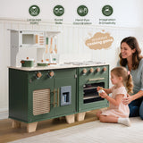 ROBUD Wooden 3 Pieces Kids Kitchen Playset -  Vintage Green