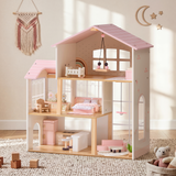 ROBUD Wooden Dolls House - 37 PCS Toy Furniture