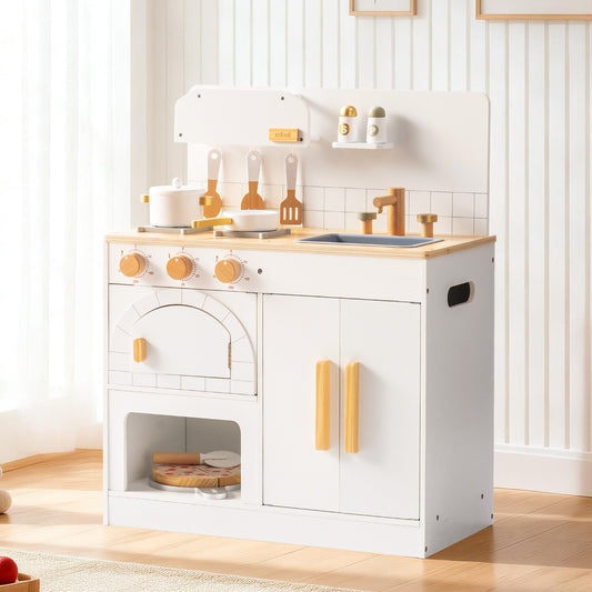 ROBUD Wooden Kids Play Kitchen with Pizza Oven