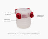 Nest™ Lock 4-Piece Red 1L Round Food Container Set
