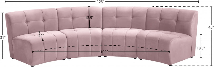 Limitless Modular Velvet 4pc. Sectional