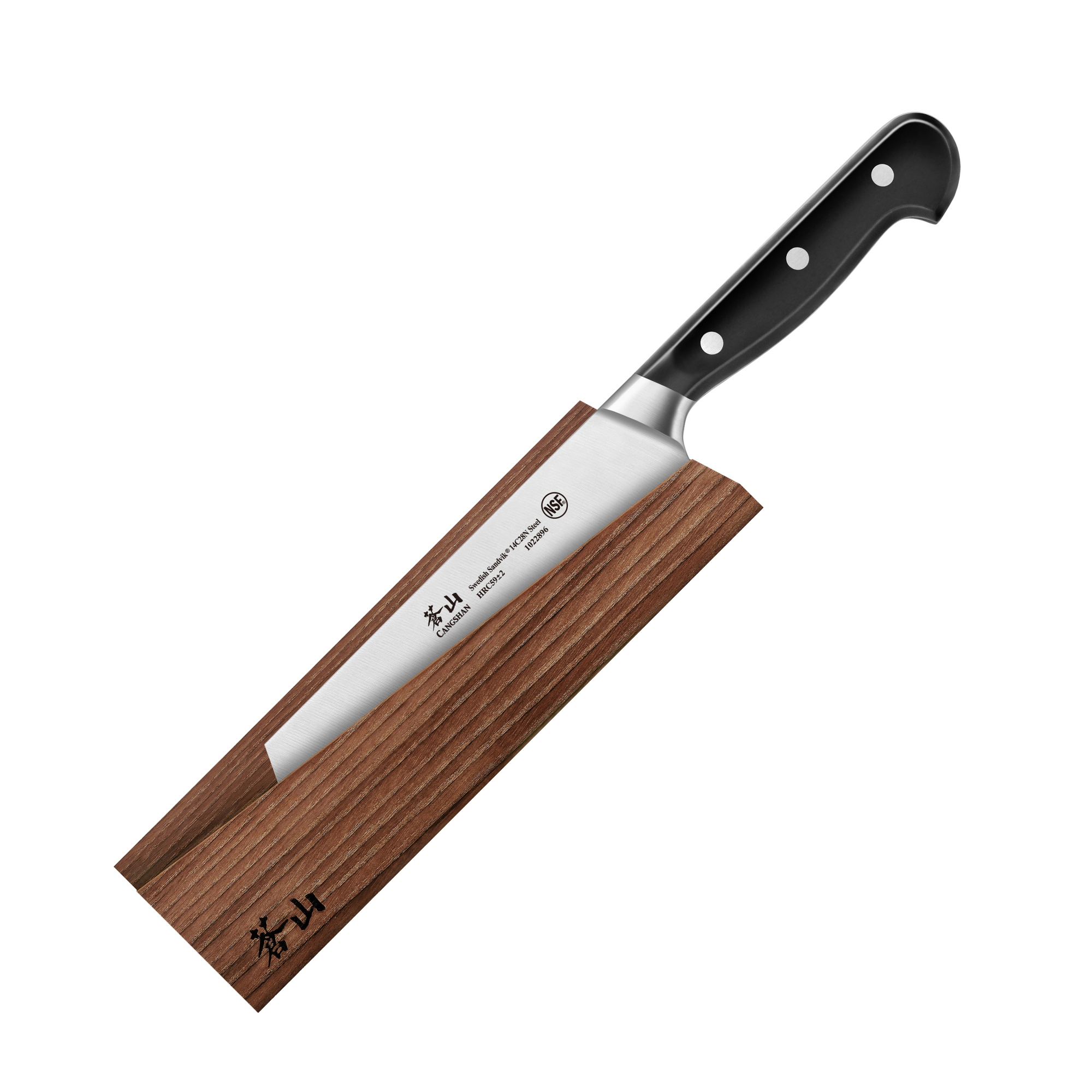 TV2 Series 7-Inch Nakiri Knife with Wood Sheath, Forged Swedish 14C28N Steel, 1022902