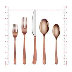 Rain II Series 20-Piece Forged Antique Copper Finish Flatware Set, Stainless Steel 18/10, 1027020