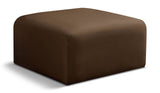 Arc Vegan Leather Ottoman - Modern Elegance with Deep Channel Tufting for Versatile Home Decor Style