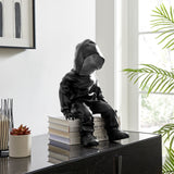 Cool Dude with Hoodie Sculpture // Black & Chrome