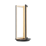 Table Lamp Satin Black & Wood