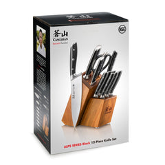 ALPS Series 12-Piece Knife Block Set, Forged German Steel, Acacia Block