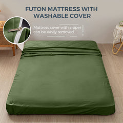 MAXYOYO Diamond Patterned Padded Japanese Floor Mattress, Extra Thick Japanese Floor Mattress Quilted Mattress Topper, Green