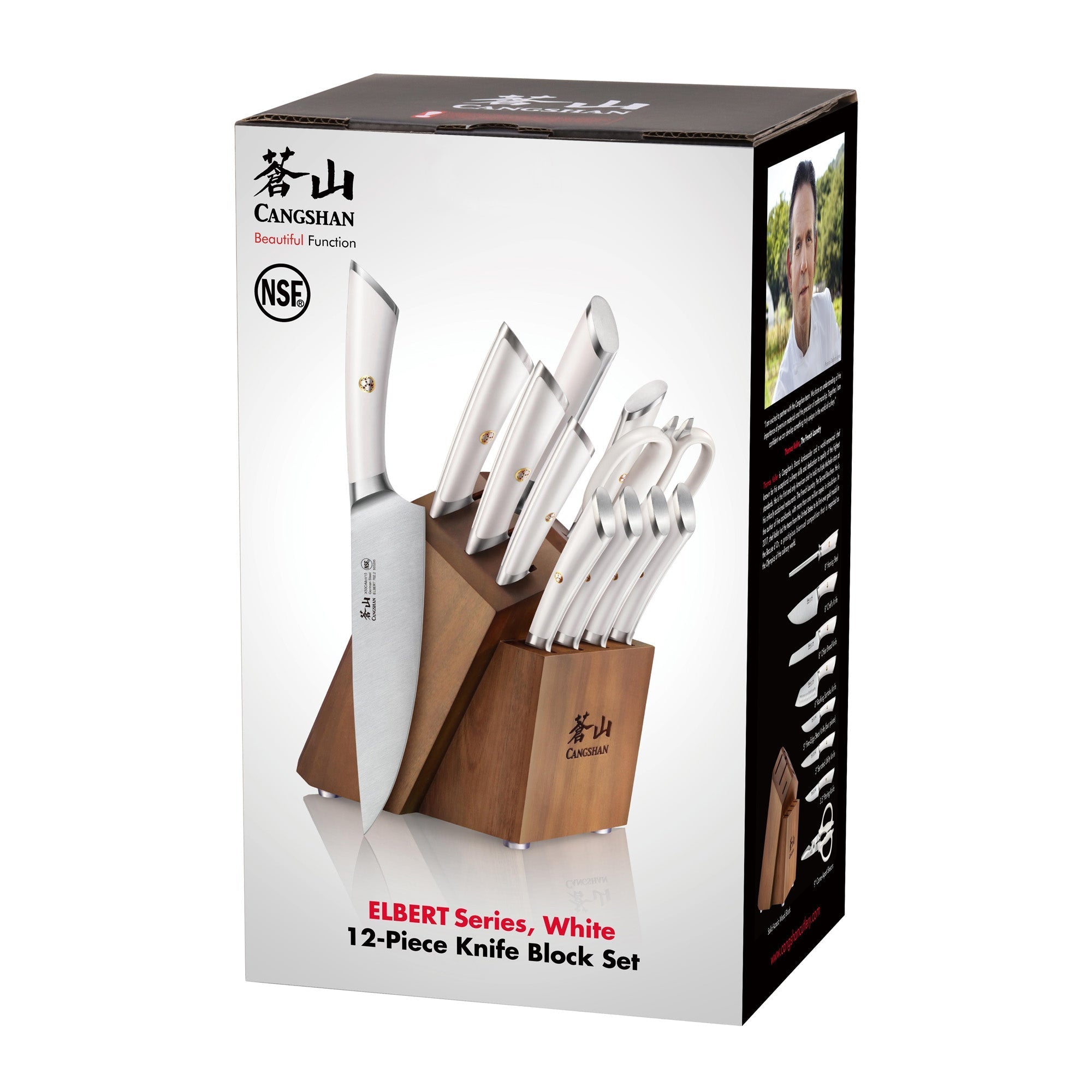 ELBERT Series 12-Piece Knife Block Set, Forged German Steel, Acacia Block